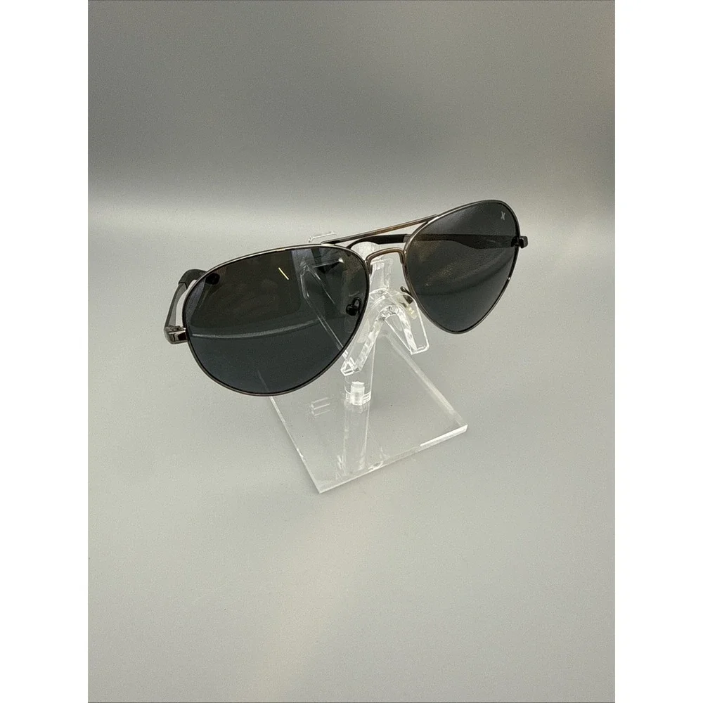 Men Hurley Traveler 60mm Aviator Polarized UV400 Sunglasses Black Frame Gray Len